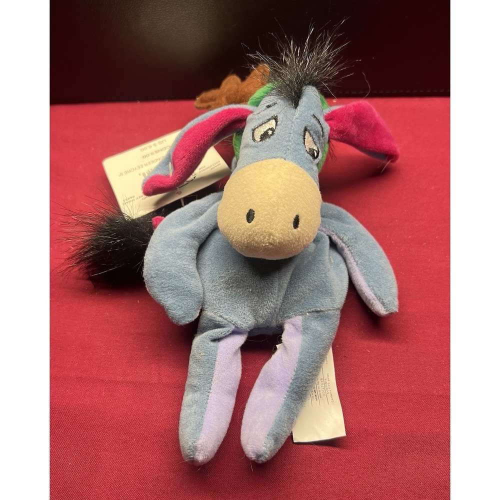 Disney‎ Store Winnie the Pooh - REINDEER EEYORE - 8" Bean bag Plush With Tags